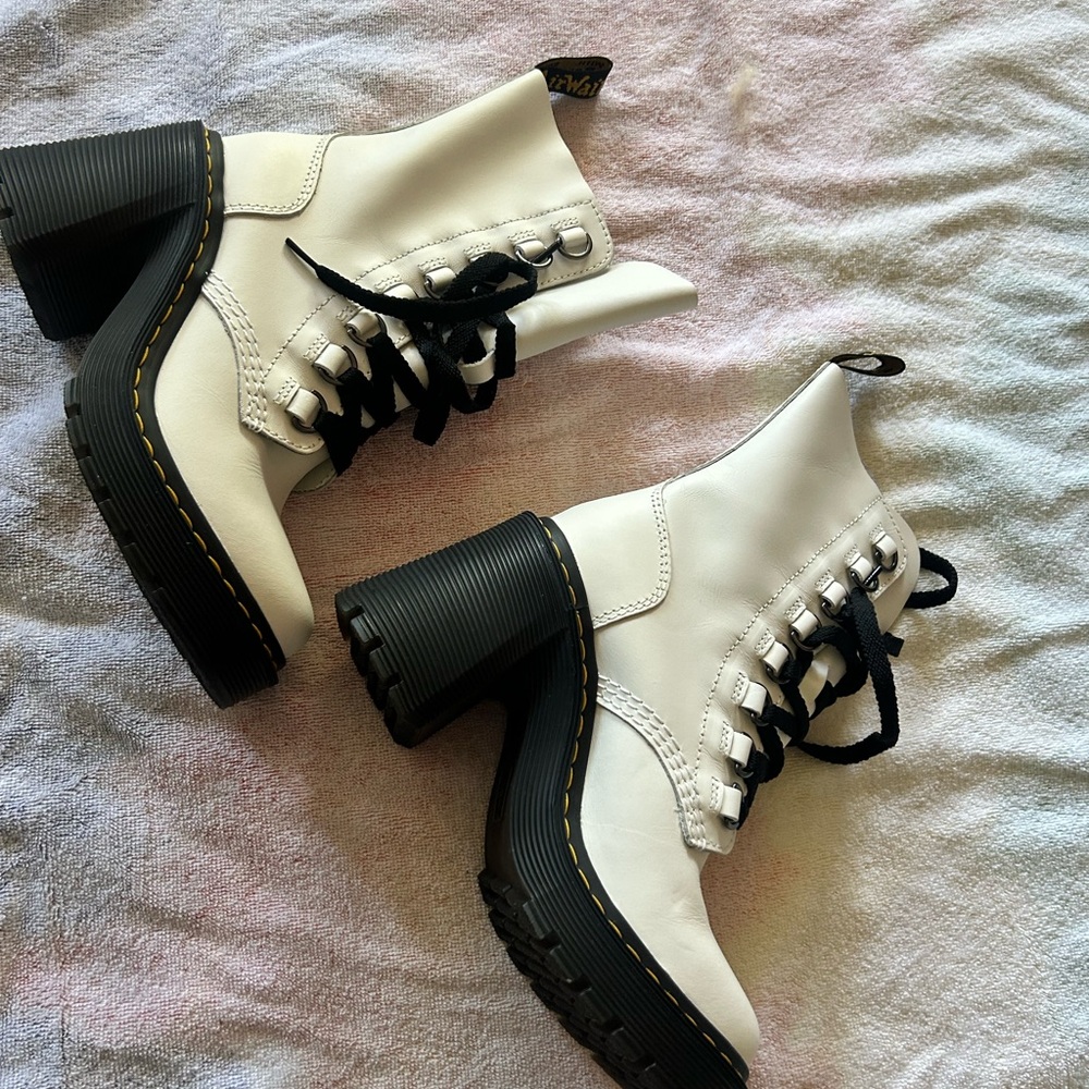 Dr. Martens White Lace-Up Boots